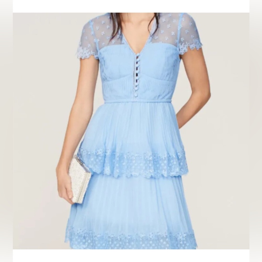 Self-Portrait Light Blue Lace Midi Dress
